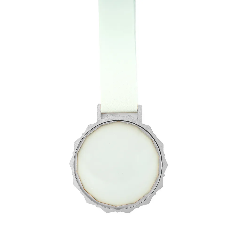Glass Medals with Metal Frame and 3cm White Ribbon