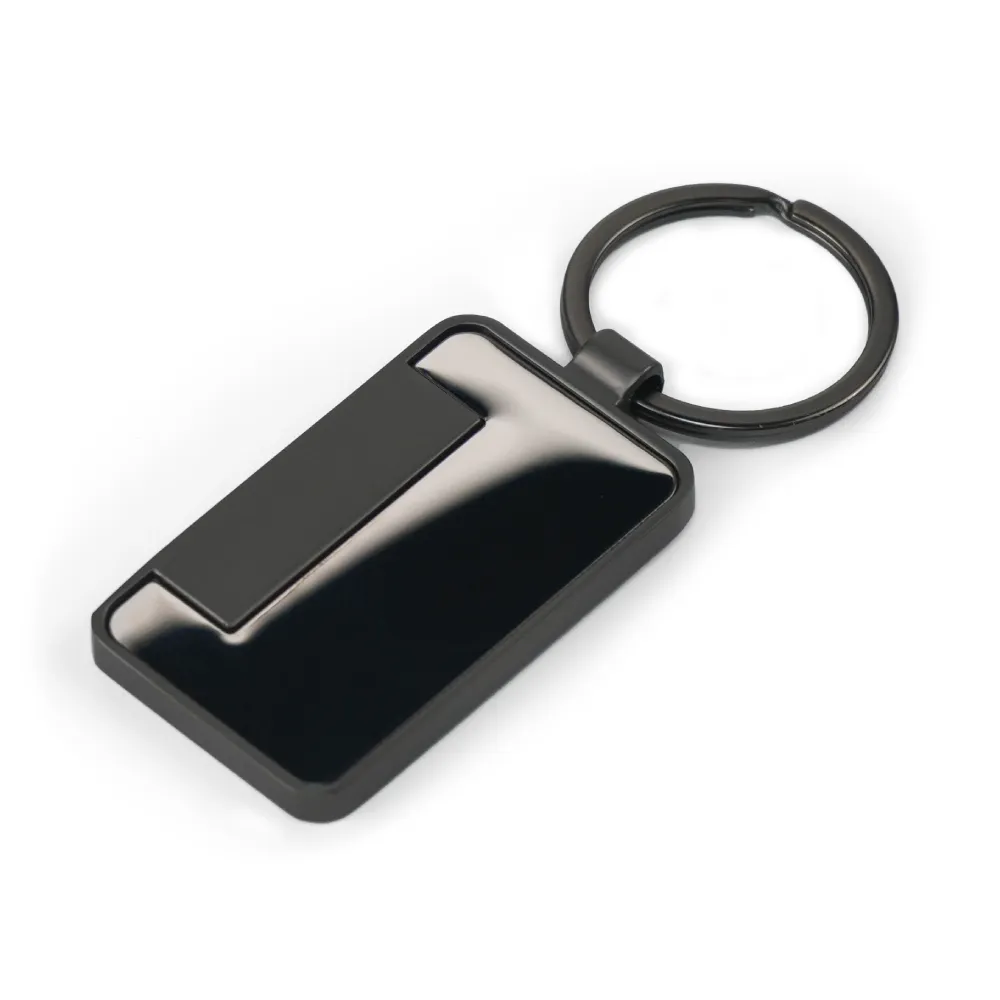 Metal Keychain Rectangle Gun Metal Matte Finish Plate