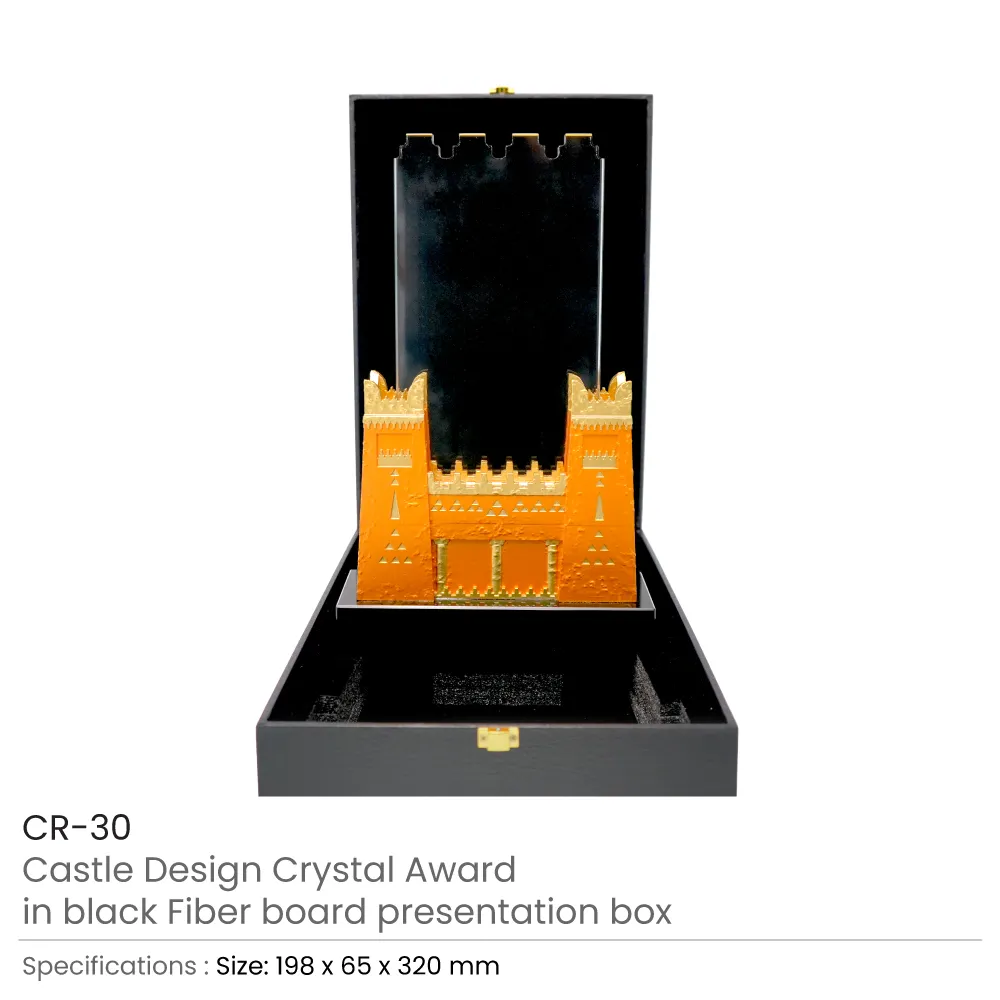 Castle Design Crystal Award in Black Presentation Box