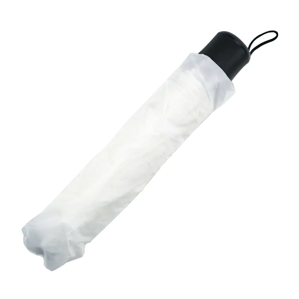 Bi-Fold Umbrella in White with Velcro Closure and Pouch