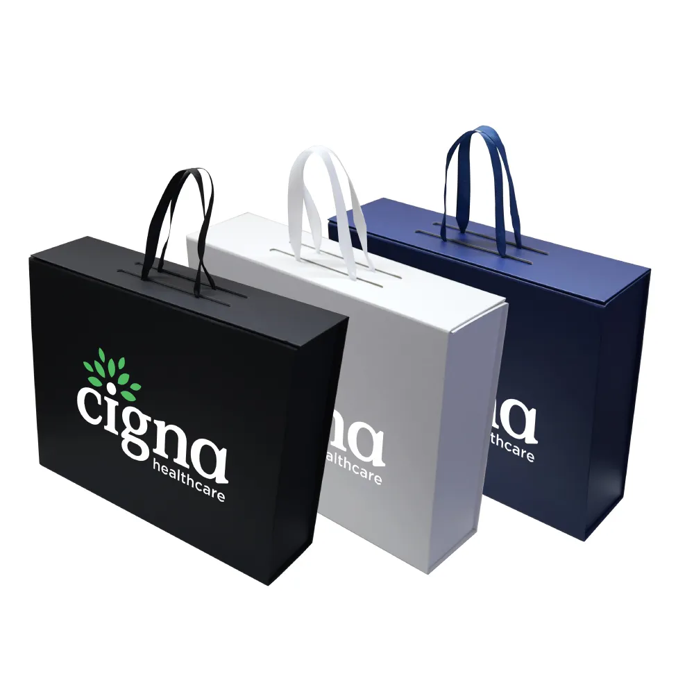 Foldable Gift Box with Magnetic Closure & Ribbon Handle