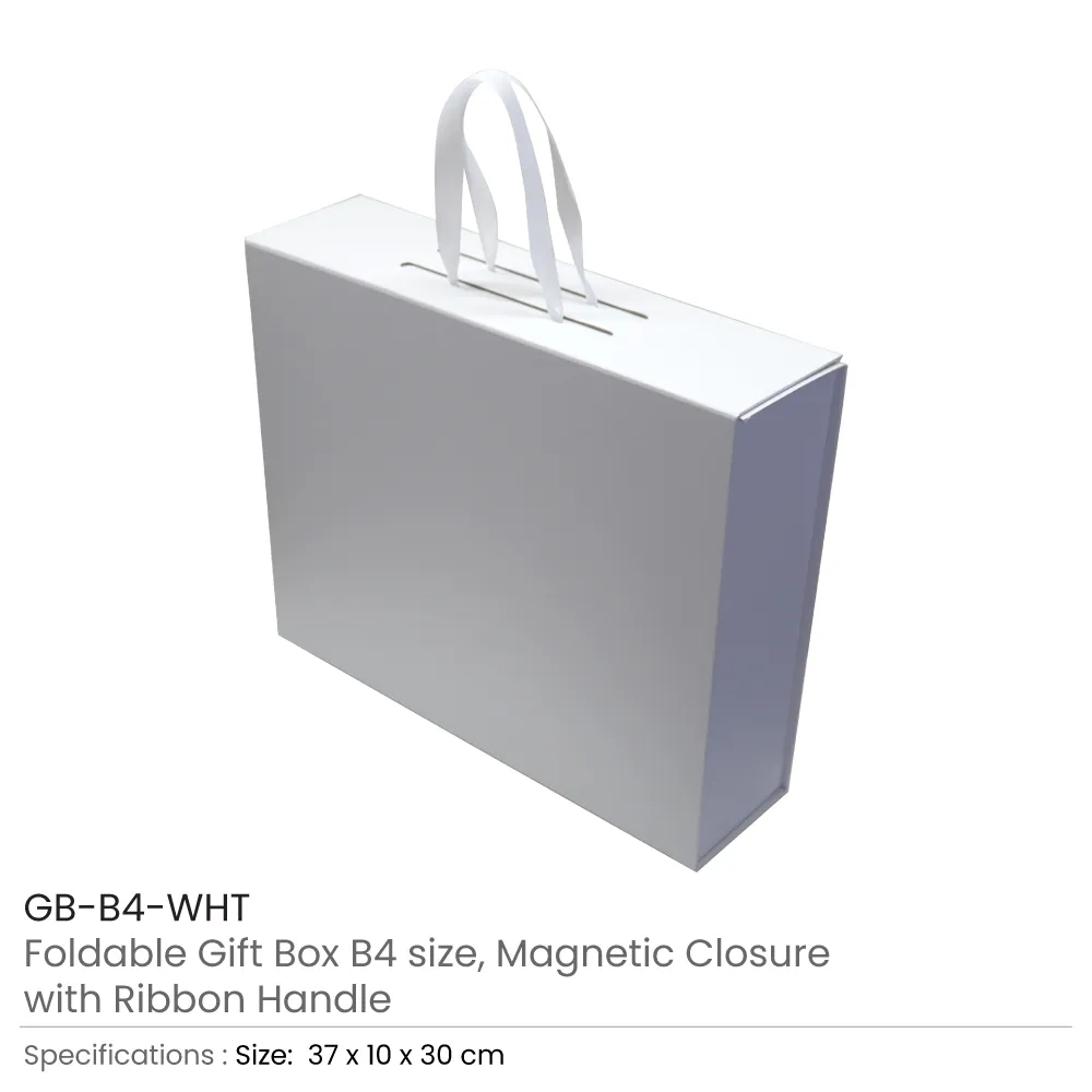 Foldable Gift Box with Magnetic Closure & Ribbon Handle