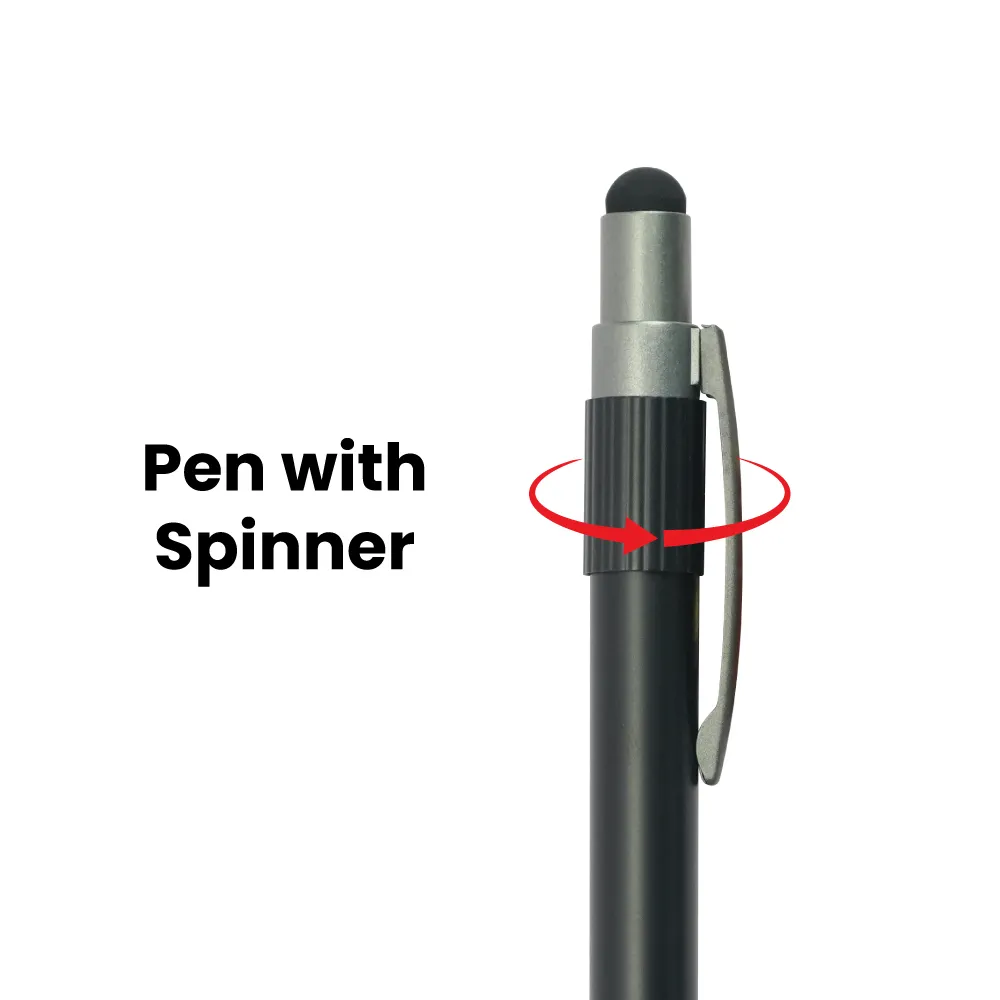 Stylus Metal Spinner Pens – Push Button (Blue Ink)