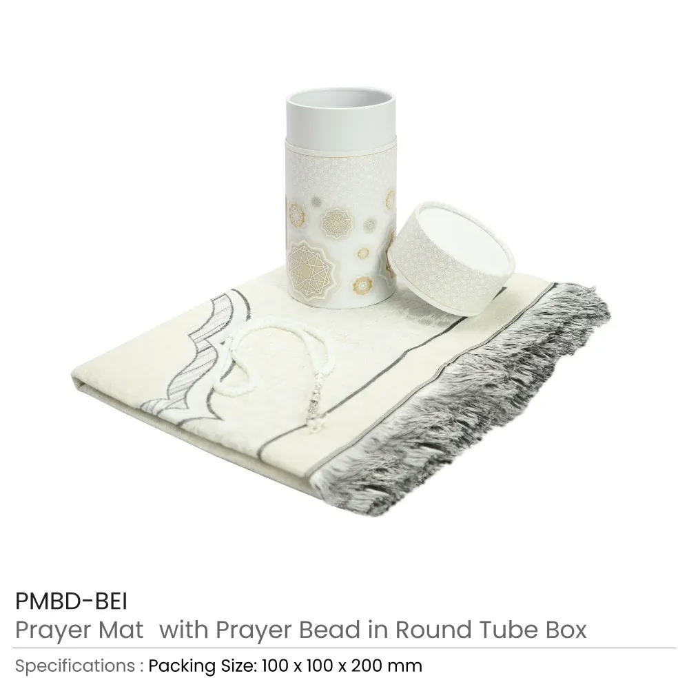 Prayer Mat with Tasbih in Tubular Box Best Ramadan Gifts