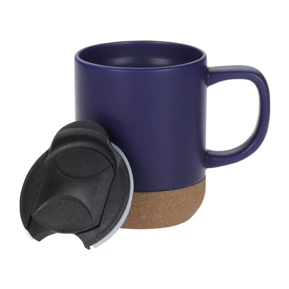 Ceramic Mugs with Lid and Cork Base 385 ml