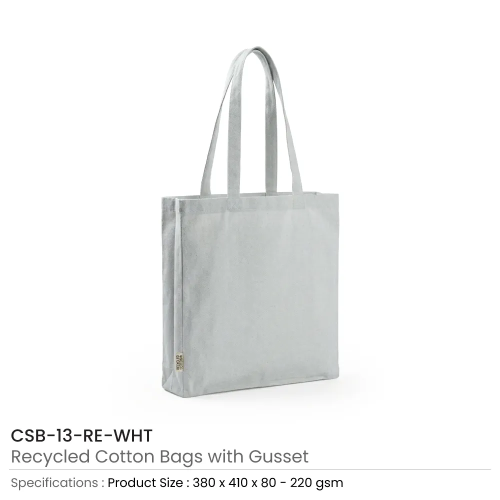 Recycled Cotton Tote Bags with Gusset 220 GSM