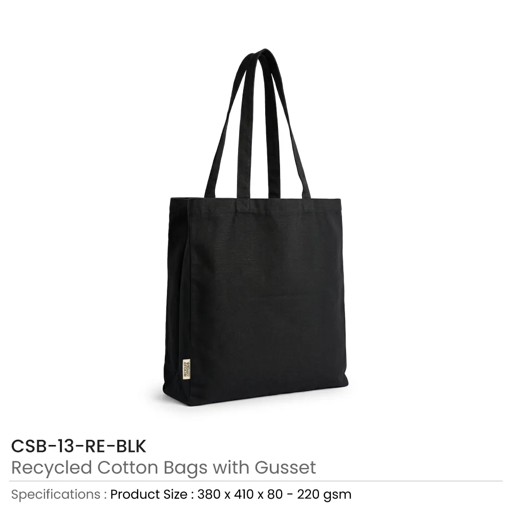 Recycled Cotton Tote Bags with Gusset 220 GSM