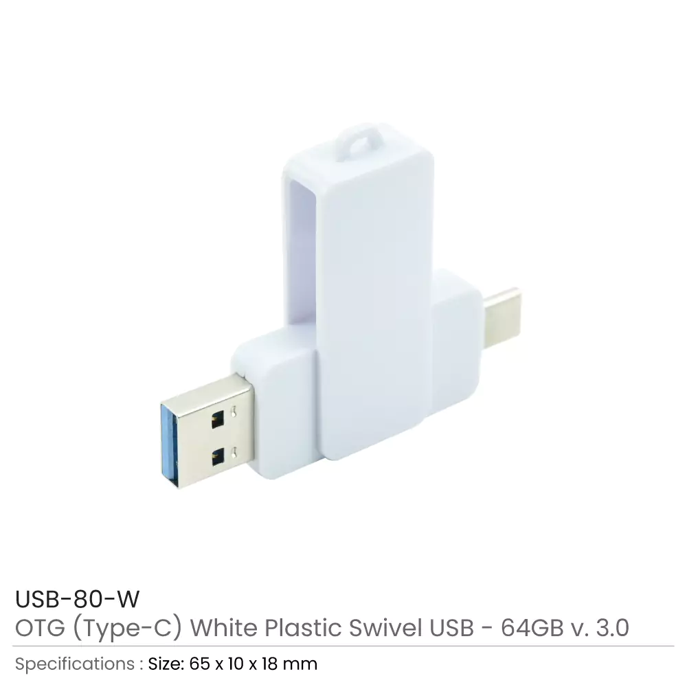 OTG White Swivel USB 64GB V. 3.0 Type C