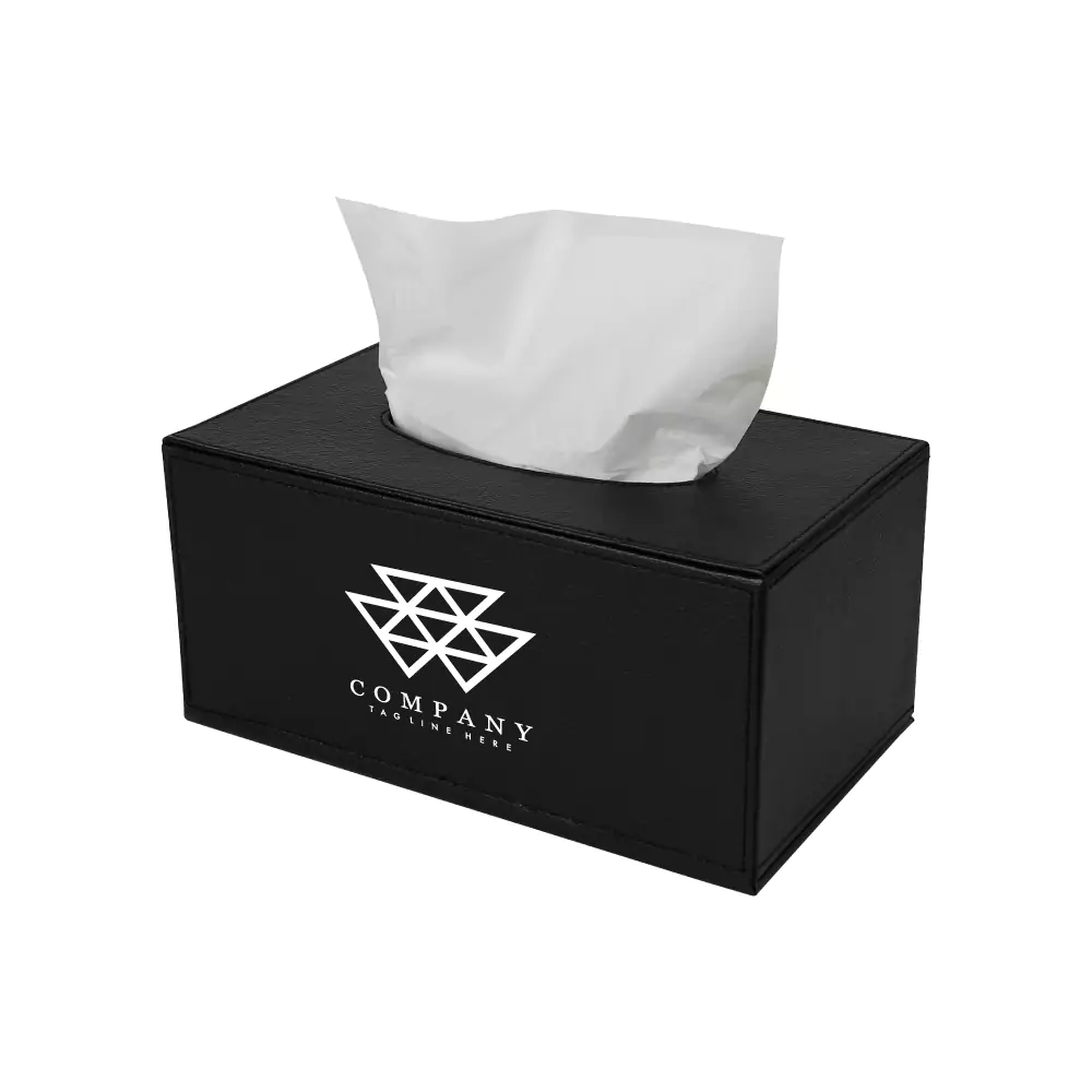 Tissue Box in PU Leather Material Black Color