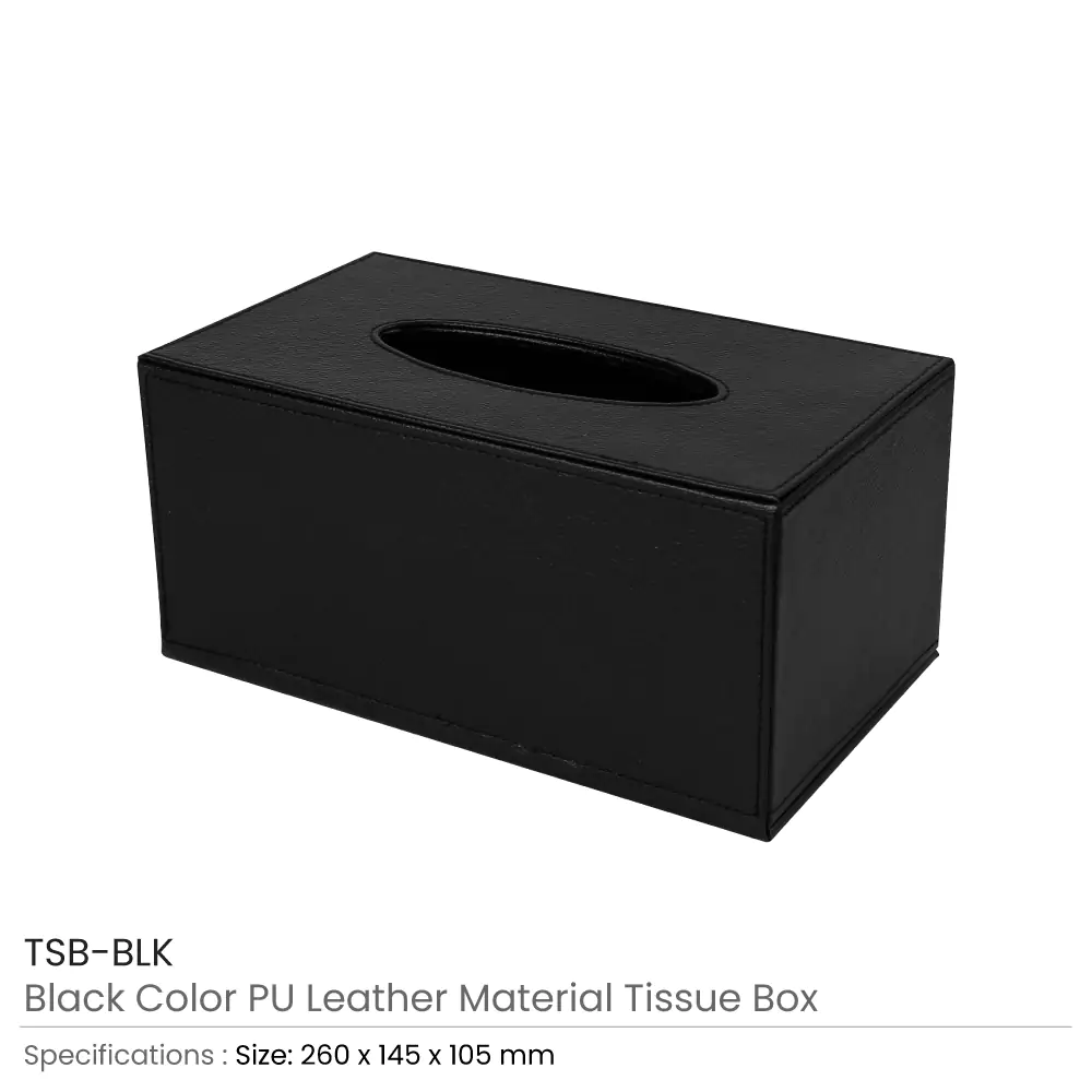 Tissue Box in PU Leather Material Black Color