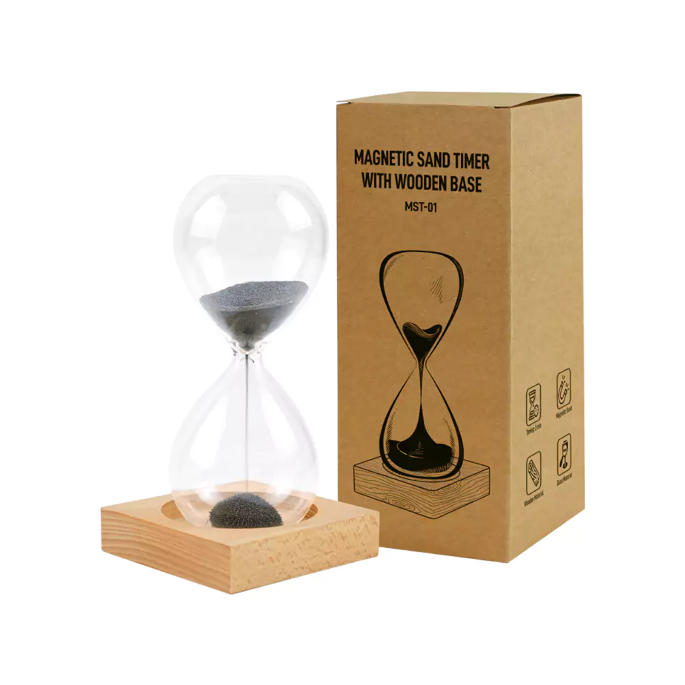 Magnetic Sand Timer with Wooden Base - 2 Minutes