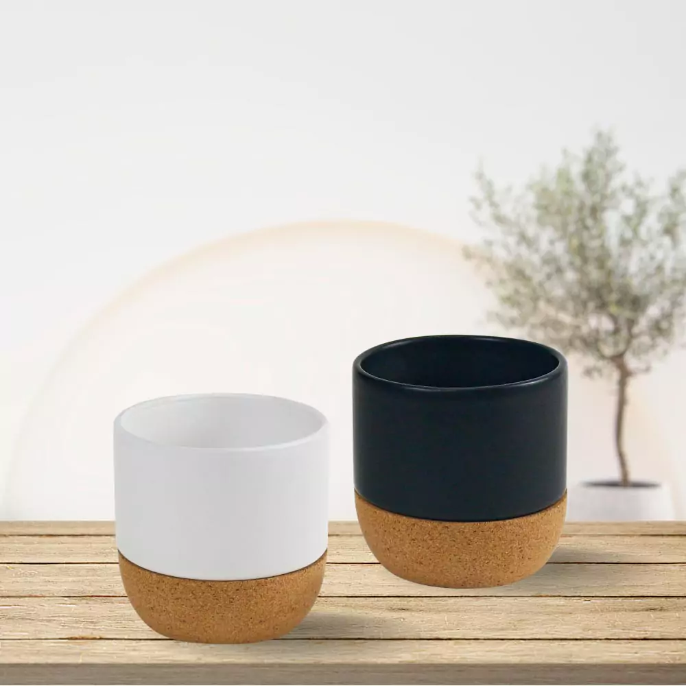 Ceramic Cup with Cork Base 6 oz Matte Finish