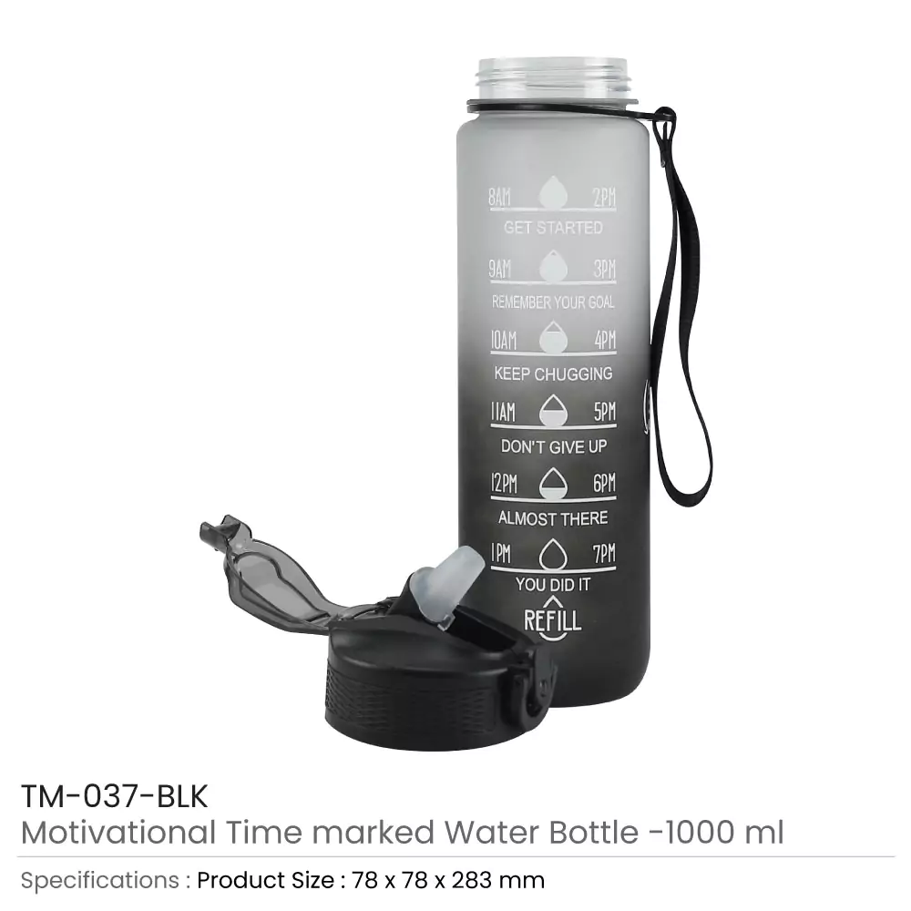 Motivational Time Marked Water Bottles 1000ml
