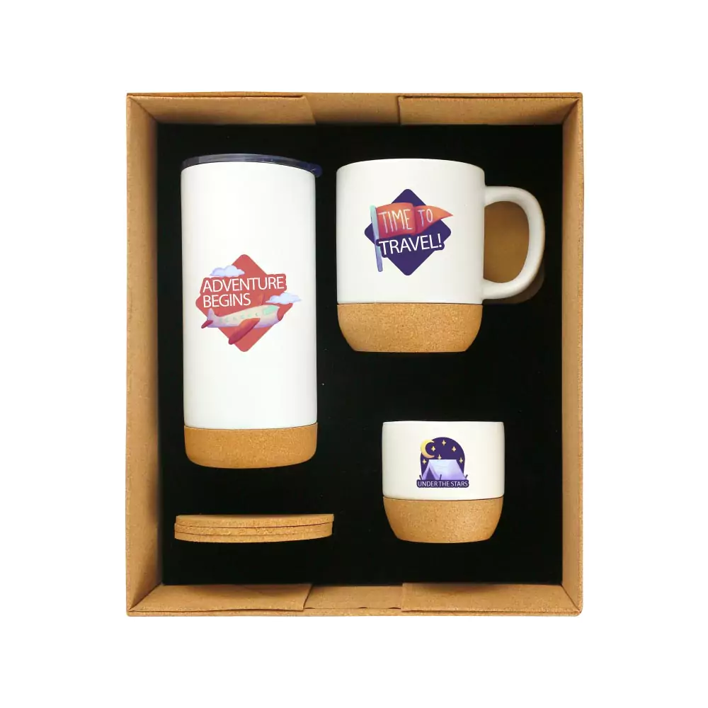 Cork Drinkware Gift Sets in a Cardboard Gift Box GS-10
