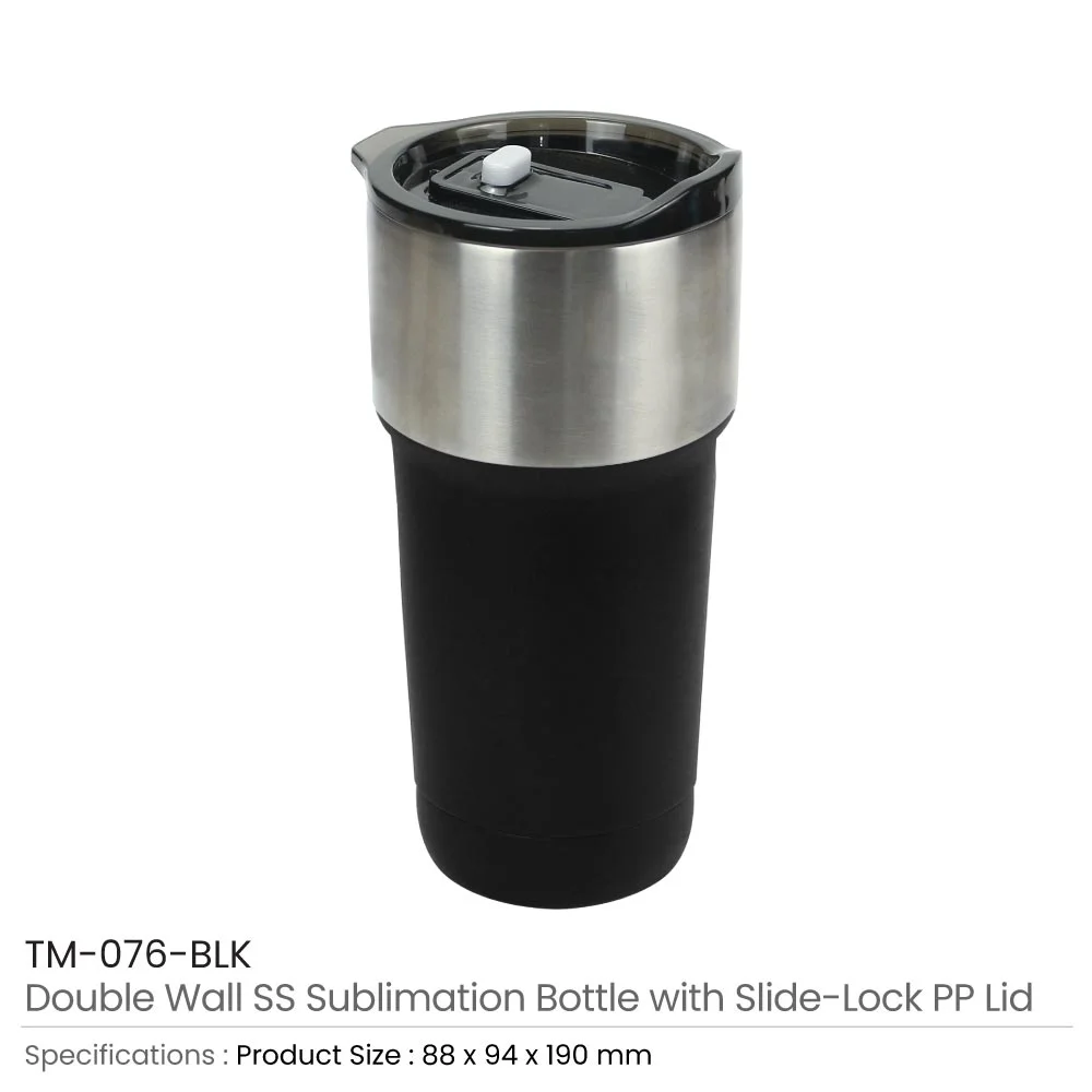 Double Wall SS Tumblers with Slide-Lock PP Lid 591ml