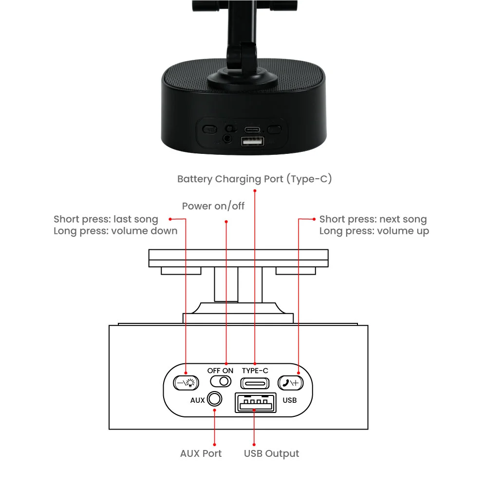 Wireless Fast Charger 15W with BT Speaker and RGB LED Logo