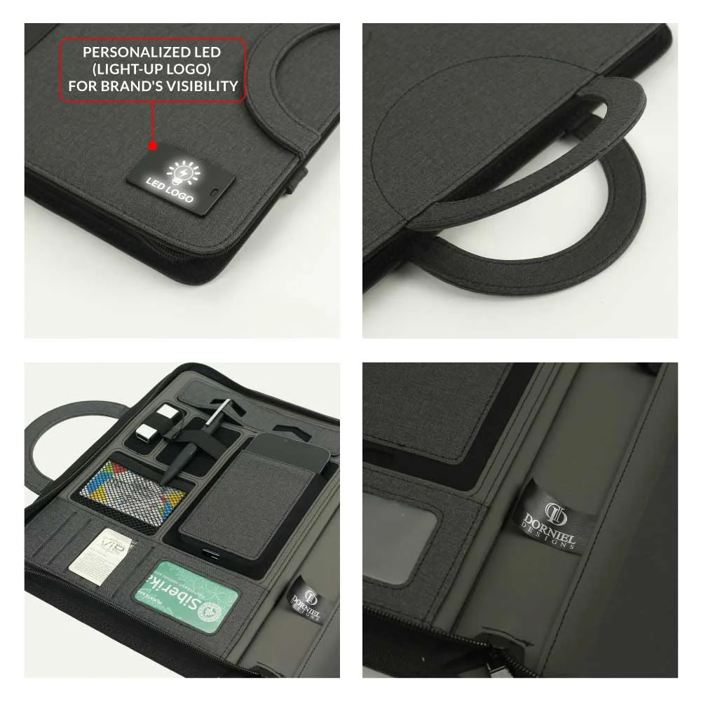 Dorniel Portfolio A4 with 8000mAh Powerbank and LED Logo