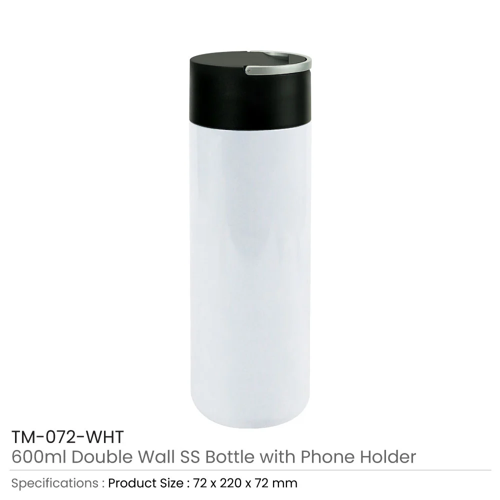 Double Wall SS Bottle, Twist-off Lid with Phone Holder 600 ml