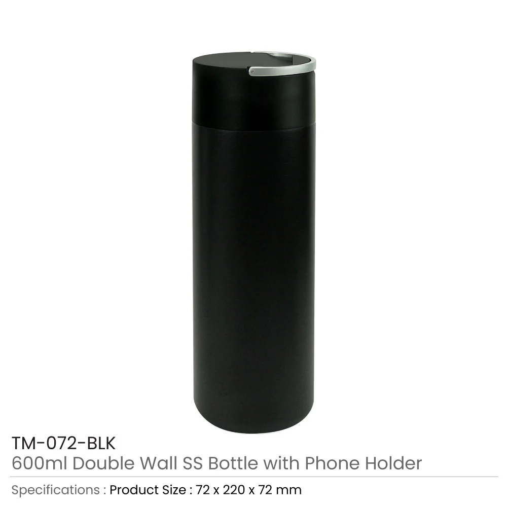 Double Wall SS Bottle, Twist-off Lid with Phone Holder 600 ml