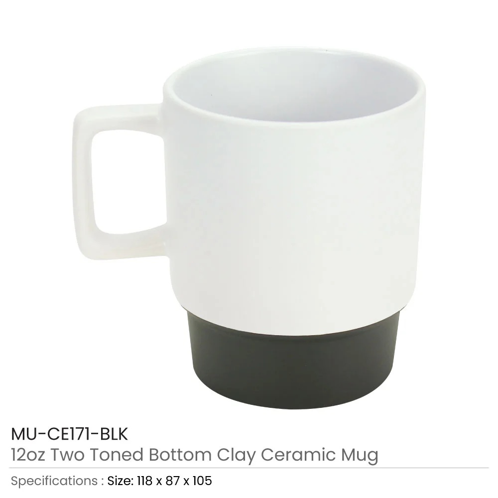 Ceramic Mugs with Bottom Clay in 12 Oz, Matte Finish