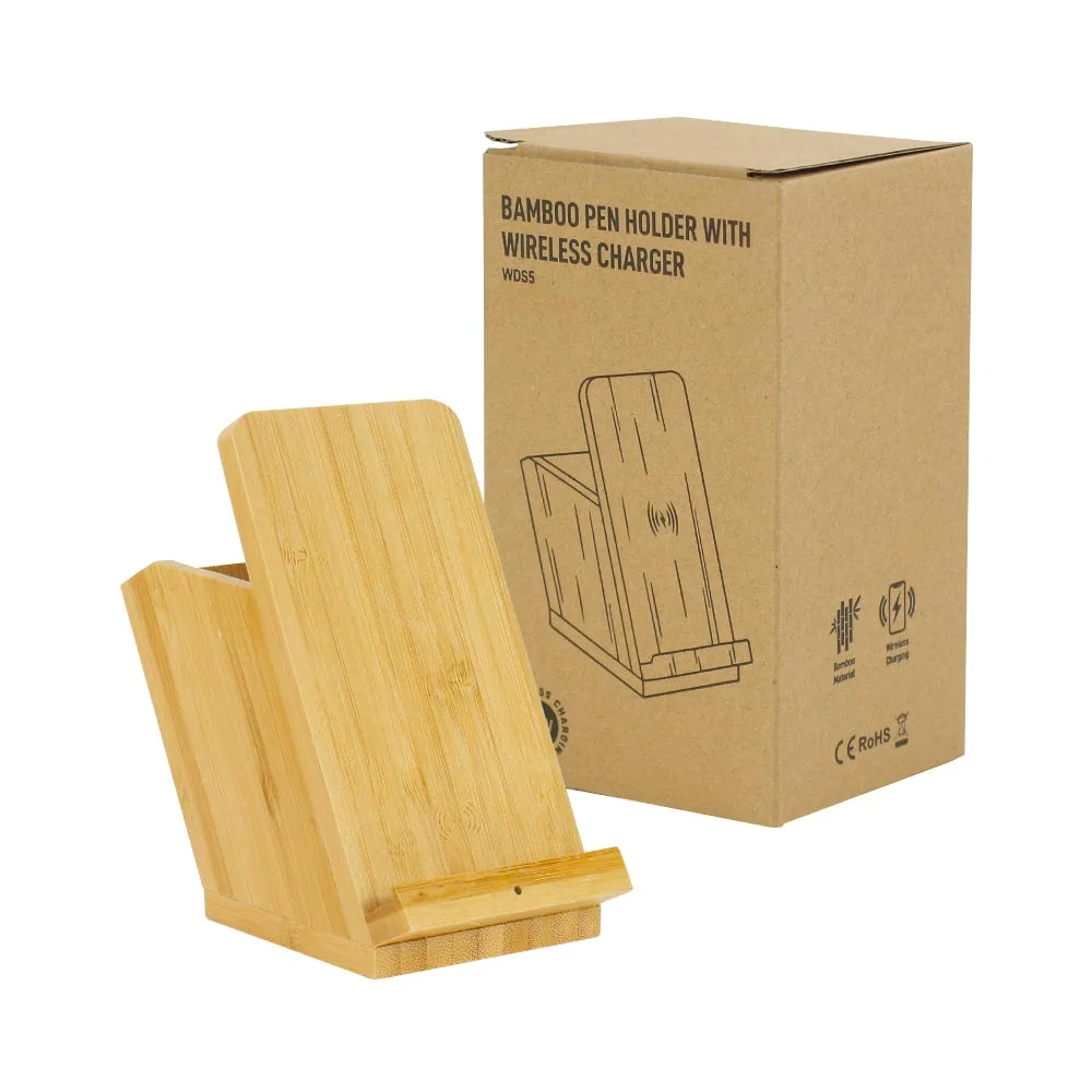 Bamboo Pen Holder with 15W Fast Wireless Charger