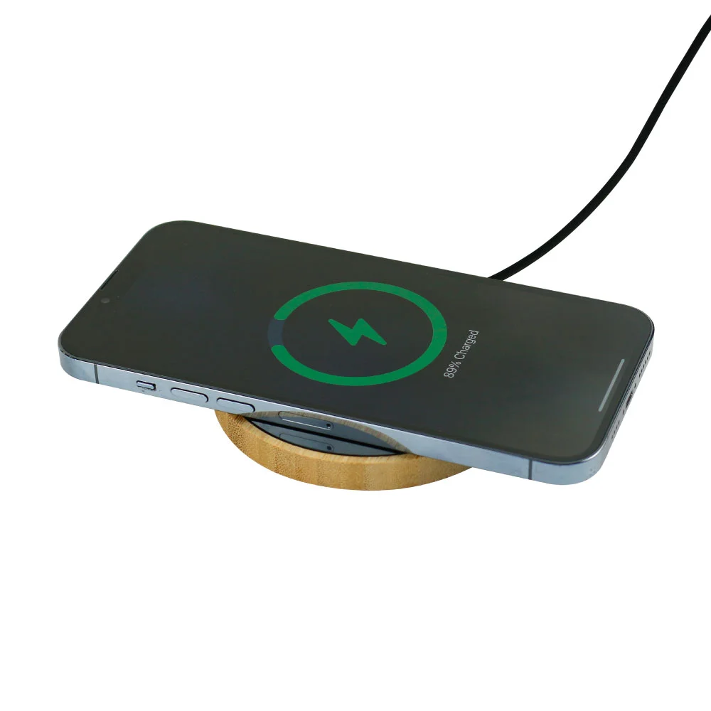 Bamboo Wireless Charger 15W Fast Charging &amp; LED Logo