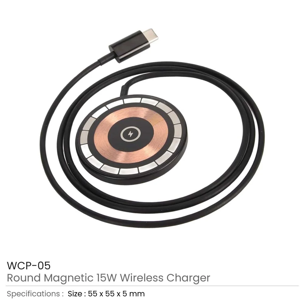 Round Magnetic 15W Fast Wireless Charger Type C