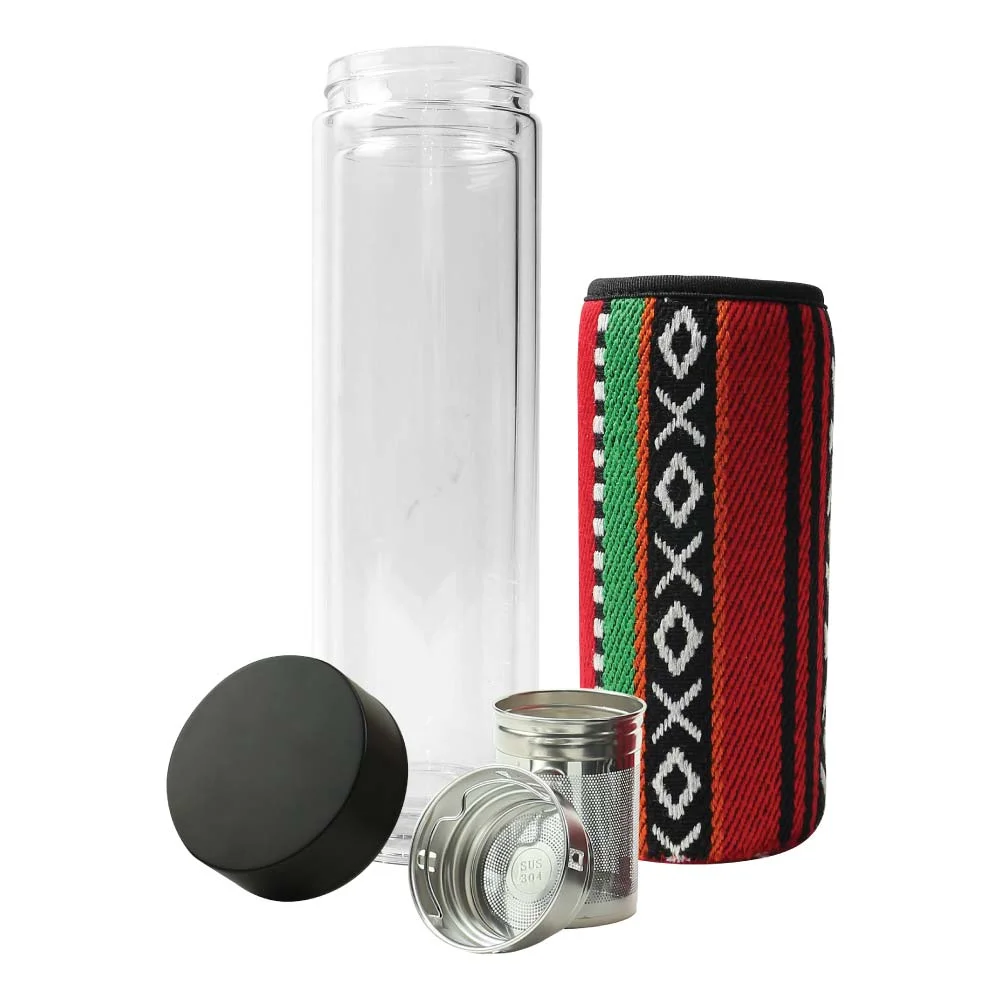 Double Wall Glass Bottles with SADU Sleeve 500ml