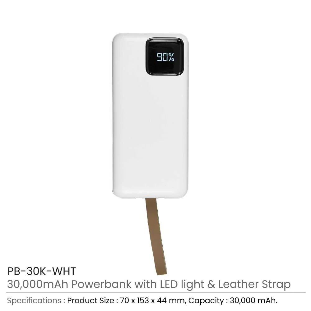 Fast Charging Powerbank 30,000 mAh with Flashlight & Leather Strap