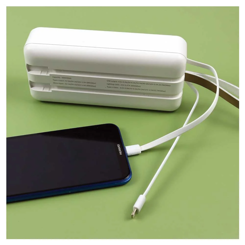 Fast Charging Powerbank 30,000 mAh with Flashlight & Leather Strap