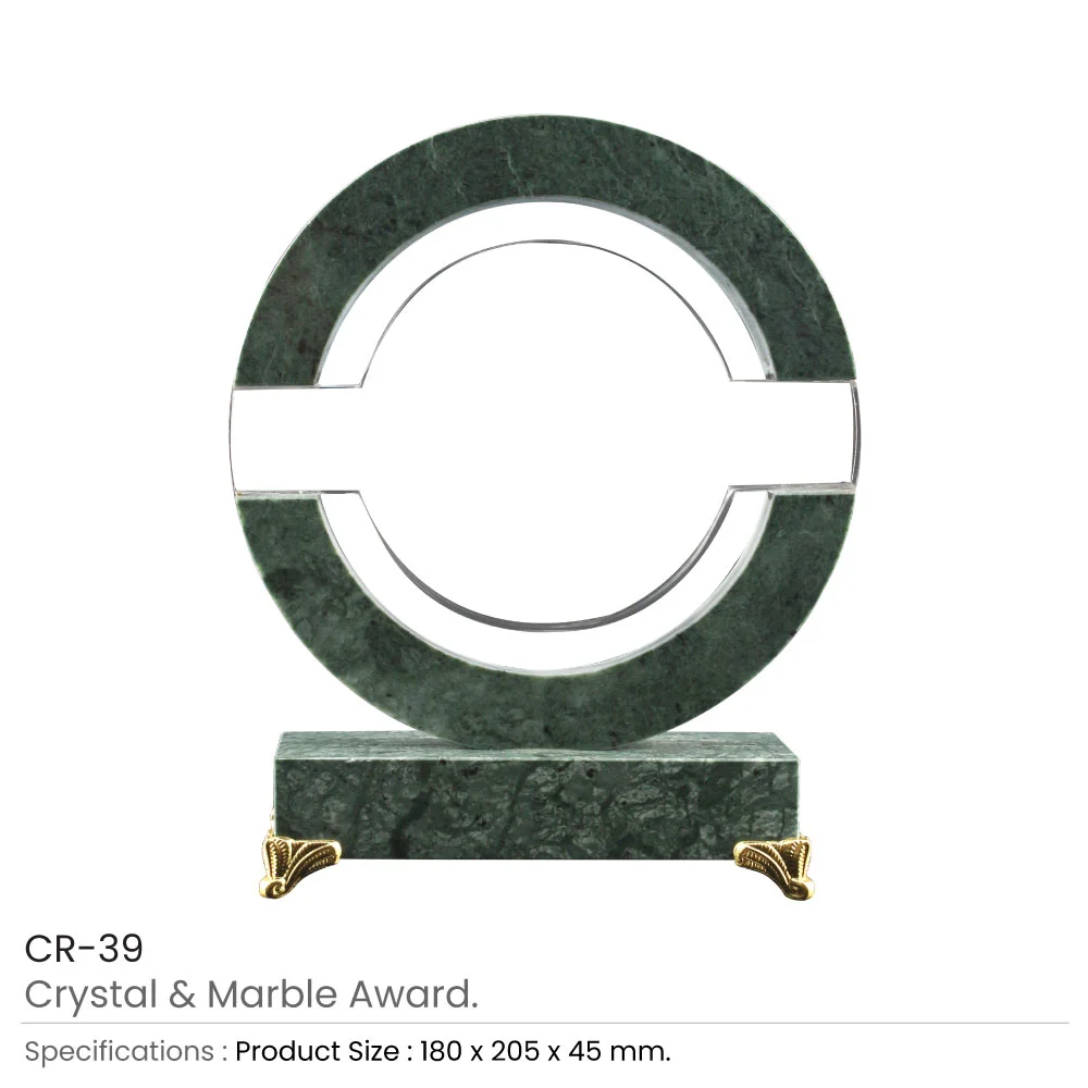 Round Crystal & Marble Awards in Box