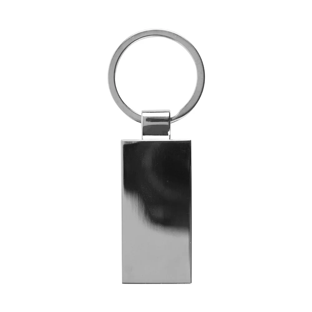 Rectangular Bamboo & Metal Keychains