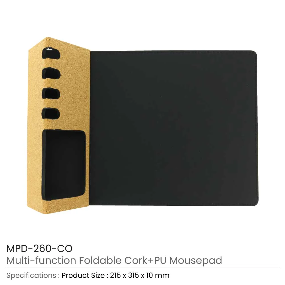 Multi Function Foldable Cork+PU Mousepad