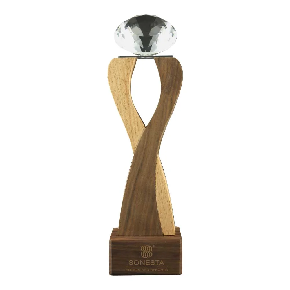 Wooden Crystal Trophy