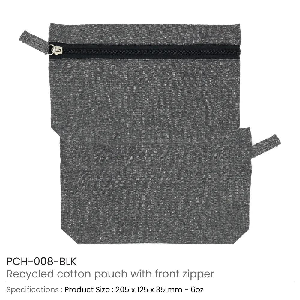 Cotton Pouch with front Zipper