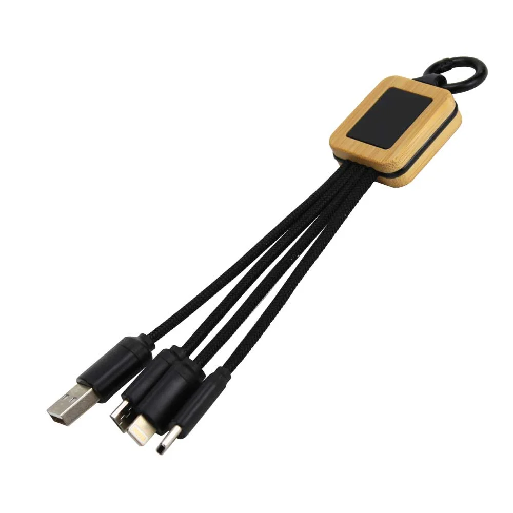 Bamboo Light Up Logo Multi-Charging Cables