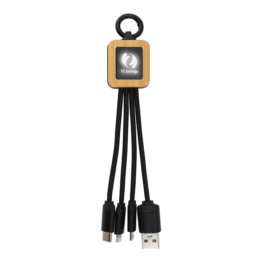 Bamboo Light Up Logo Multi-Charging Cables