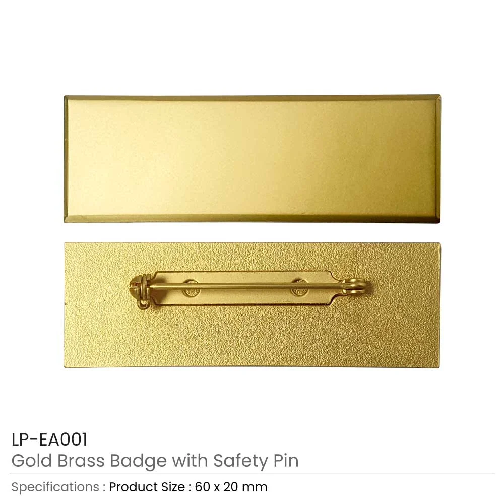 Gold Brass Badges with Safety Pin