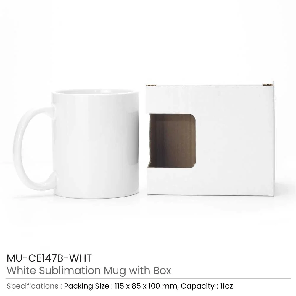 White Sublimation Mugs with Box
