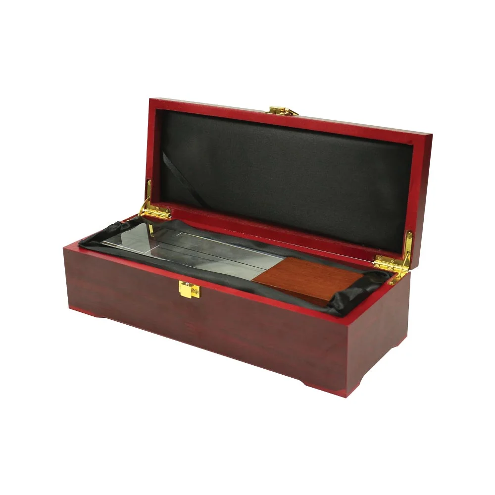 Cuboid Shaped Crystal Awards with Wooden Base