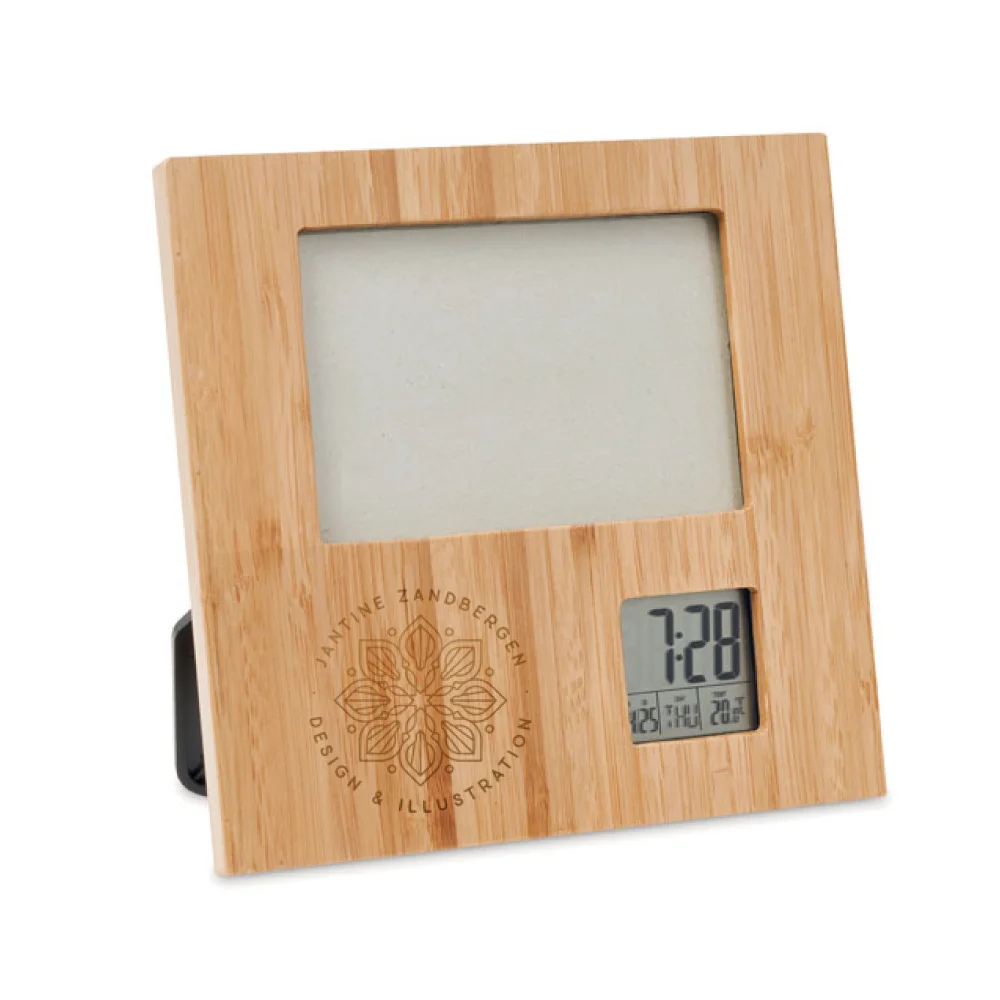 Bamboo Photo Frame with Digital Clock