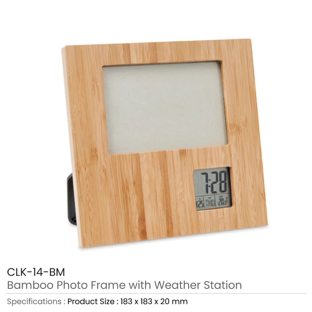 Bamboo Photo Frame with Digital Clock