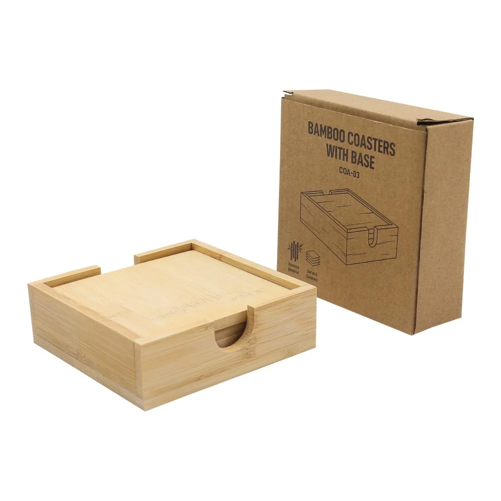 Bamboo Tea Coasters with Case