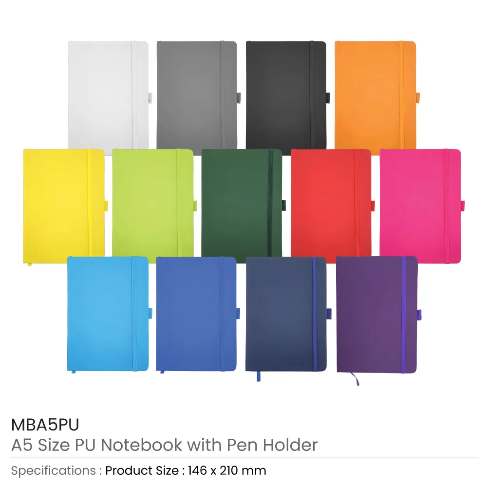 A5 PU Notebooks with Pen Holder