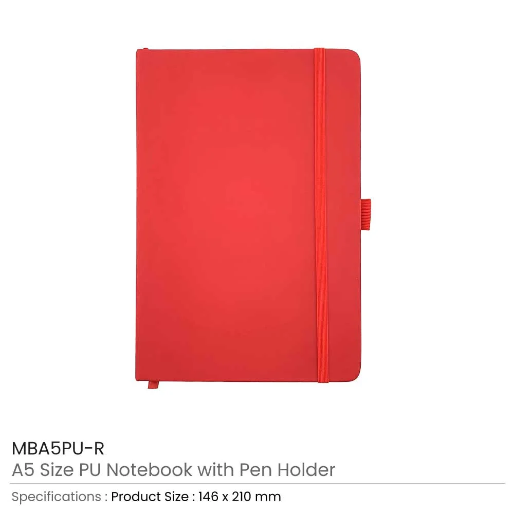 A5 PU Notebooks with Pen Holder