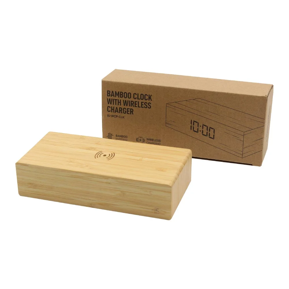 Bamboo Wireless Charger with Clock