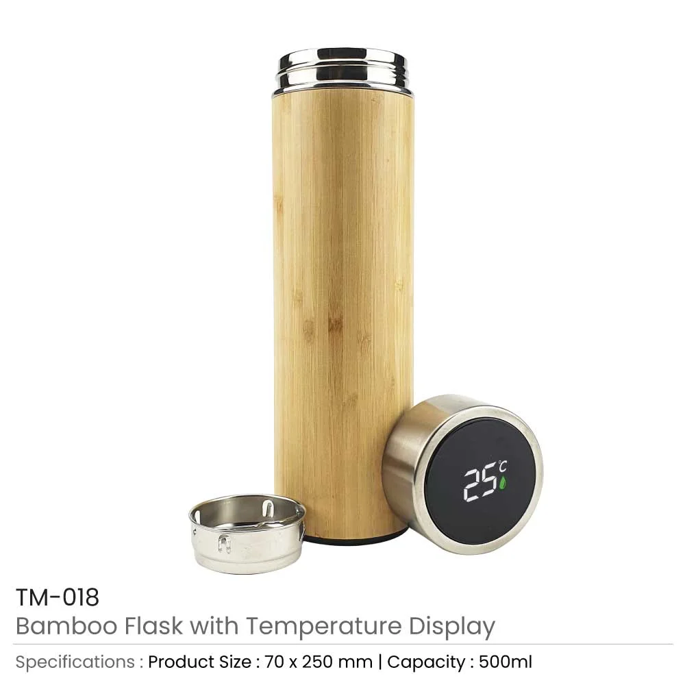 Bamboo Flask with Temperature Display
