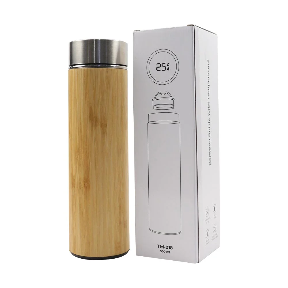 Bamboo Flask with Temperature Display