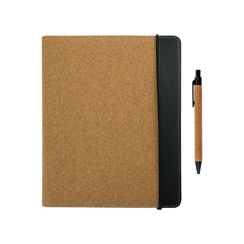 Cork Cover Folder B5 Size with Notepad, Pen and Sticky Notes