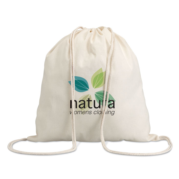 Cotton Drawstring Backpack Natural Color